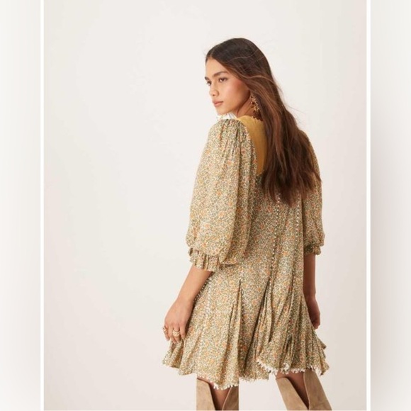 Free People Floral Mini Dress Size Small Half Sleeve Brand New - Picture 5 of 16